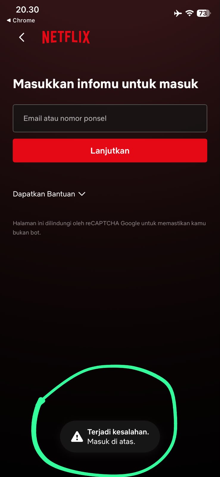 Muncul Terjadi Kesalahan